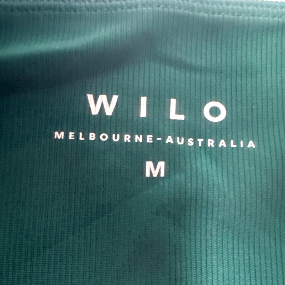 Wilo The Label Ribbed Ballet X Bra Top Emerald Green Crossover Asymmetric Size M - Picture 6 of 7